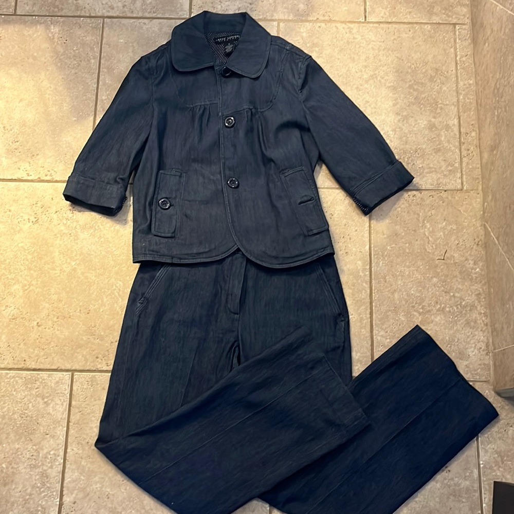 Dark denim in color. Larry Levine Pants suite.